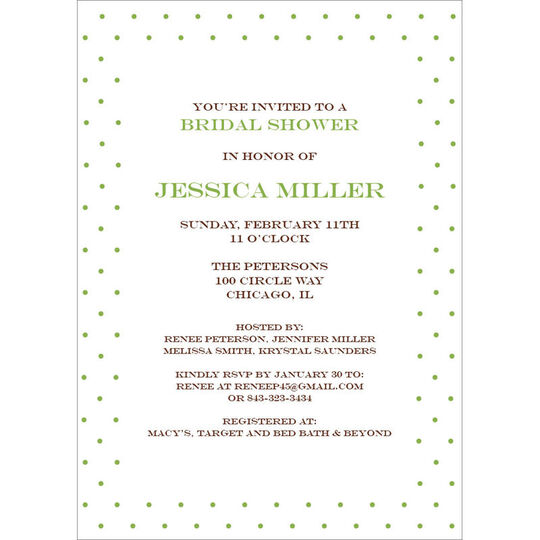 Green Pin Dot Invitations